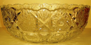 STUNNING VINTAGE BOHEMIAN CUT CRYSTAL GLASS FRUIT BOWL CENTER PIECE STARS BURST