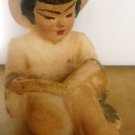 VINTAGE ALABASTER STONE CARVED ORIENTAL FIGURINE GIRL READING BOOK