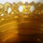 VINTAGE IMPERIAL IG AMBER GLASS LACE EDGE PEDESTAL OVAL BOWL 'NEST'