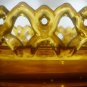 VINTAGE IMPERIAL IG AMBER GLASS LACE EDGE PEDESTAL OVAL BOWL 'NEST'