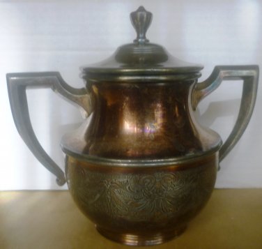 VINTAGE SILVERPLATE WALLACE BRO'S LIDDED SUGAR BOWL V571 PATTERN