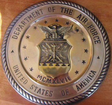 UNIQUE SOLID BRASS SCULPTURED PLATE PLAQUE DEPARTMENT OF AIR FORCE UNITED STATES