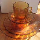 VINTAGE 20 PCS ARCOPOL ROC AMBER GLASS FRANCE BREAKFAST/DINNER STARTER SET NMB