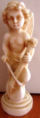 VINTAGE G.RUGGERI ANGEL ALABASTER CUPID ANGEL FIGURINE PLAYING VIOLA 6" ITALY