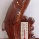 VINTAGE CHARMING GLAZED CERAMIC DOLPHIN FIGURINE THERMOMETER JAPAN