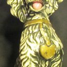 VINTAGE CHARMING PAINTED CERAMIC BLACK POODLE WITH GOLD HEART COLLAR FIGURINE
