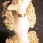 GORGEOUS VINTAGE LEFTON PORCELAIN SPAGHETTI POODLE W/UMBRELLA FIGURINE GOLD