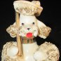 GORGEOUS VINTAGE LEFTON PORCELAIN SPAGHETTI POODLE W/UMBRELLA FIGURINE GOLD