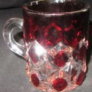VINTAGE WESTMORELAND RUBY GLASS PUNCH COFFEE CUP STAR OF DAVID OCTAGON PATTERN