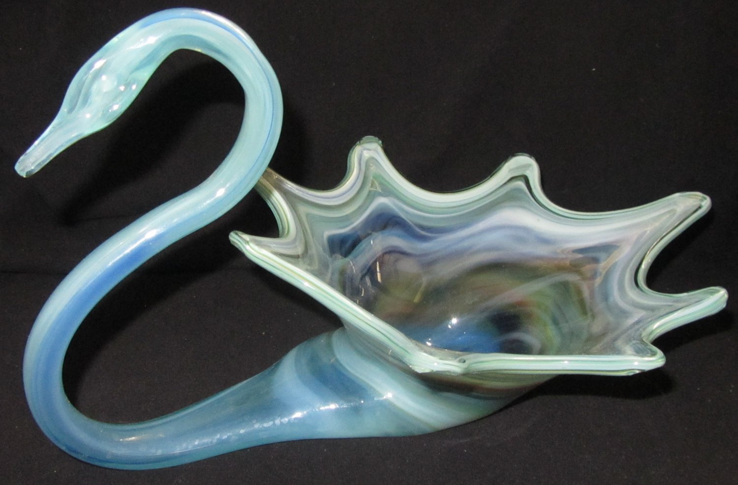 STUNNING VINTAGE MURANO ART GLASS SWAN BOWL DISH FIGURINE