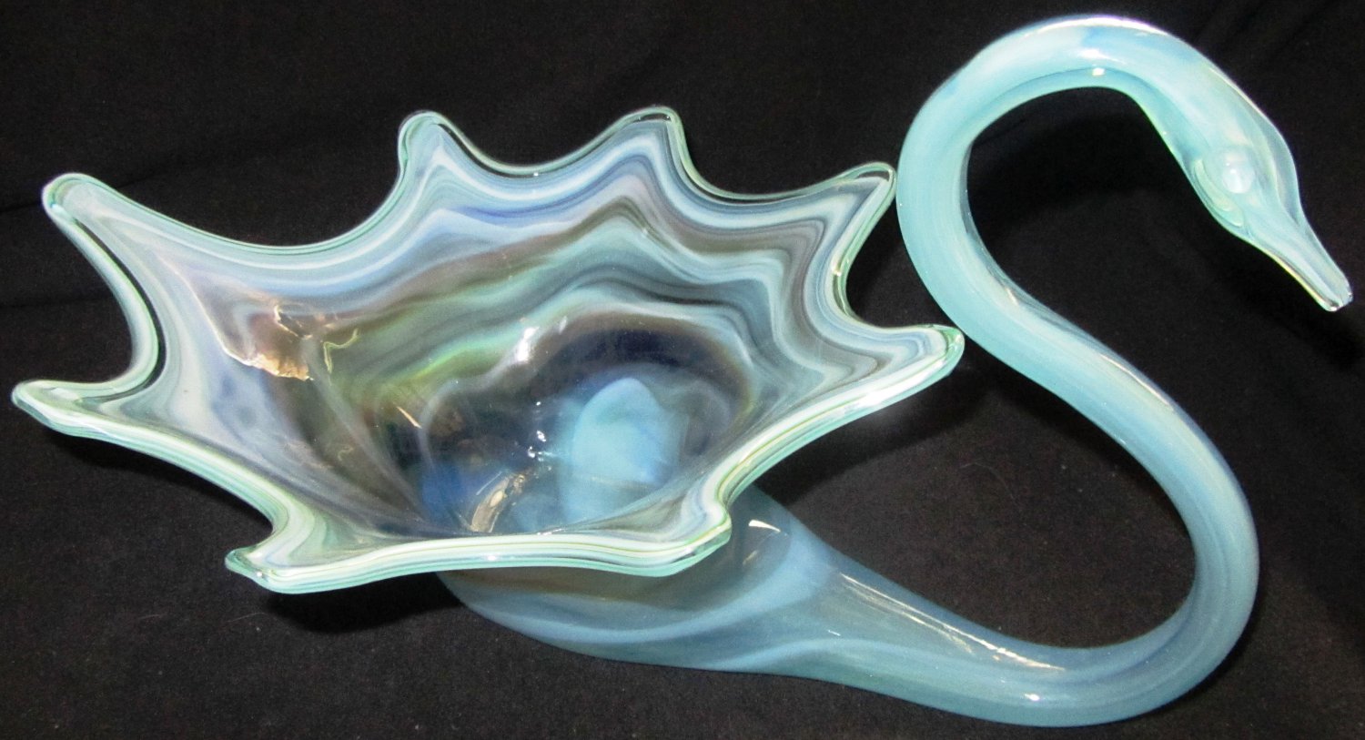 STUNNING VINTAGE MURANO ART GLASS SWAN BOWL DISH FIGURINE
