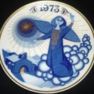 SANTA CLARA BLUE GOLD PORCELAIN COLLECTIBLE PLATE #2330 MARIA MENDEZ ANGEL