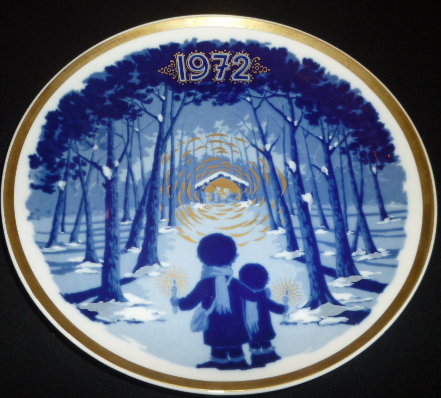 SANTA CLARA BLUE PORCELAIN COLLECTIBLE PLATE #2389 MARIA MENDEZ CHRISTMAS 1972