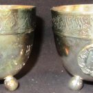 GORGEOUS SILVERPLATED CUP BEAKER BALL FEET SET OF 2 INSCRIBED SR