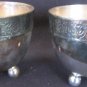 GORGEOUS SILVERPLATED CUP BEAKER BALL FEET SET OF 2 INSCRIBED SR