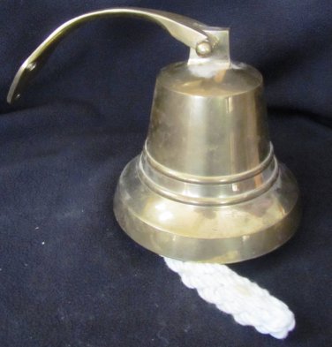 VINTAGE SOLID BRASS SHIP'S BELL NAUTICAL MARINE DESIGN SCHOOL PUB TRAIN STATION