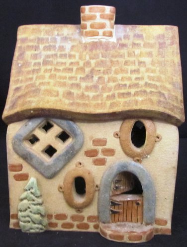 CHRISTMAS ART POTTERY VILLAGE LIGHT UP HOUSE ARTIST SIGNED MIDENE