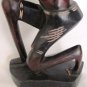 FOLK ART DOMINICAL REPUBLIC CARVED WOOD SCULPTURE FIGURINE WOMAN CARRIES LOTUS