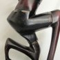 FOLK ART DOMINICAL REPUBLIC CARVED WOOD SCULPTURE FIGURINE WOMAN CARRIES LOTUS