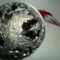 VINTAGE CHRISTMAS PEWTER BALL ORNAMENT 'MERRY CHRISTMAS' HOLY LEAVES