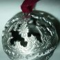 VINTAGE CHRISTMAS PEWTER BALL ORNAMENT 'MERRY CHRISTMAS' HOLY LEAVES