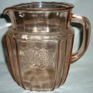 GORGEOUS VINTAGE PINK GLASS PITCHER SUNFLOWER HOCKING GLASS MAYFAIR OPEN ROSE