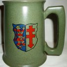 GREEN CERAMIC COAT OF ARMS BEER STEIN TANKARD FREDROBERTS COMPANY MADE IN JAPAN