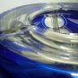 AJKA VINTAGE CZECH BOHEMIAN CUT BLUE TO CLEAR CRYSTAL ASHTRAY STARS PATTERN