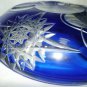AJKA VINTAGE CZECH BOHEMIAN CUT BLUE TO CLEAR CRYSTAL ASHTRAY STARS PATTERN