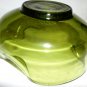 VINTAGE AVOCADO GREEN GLASS CANDLE HOLDER CURVED EDGE BOWL