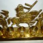 STUNNING VINTAGE SOLID BRASS MYANMAR SIAMESE WARRIOR HORSE 5 CUP CANDLE HOLDER