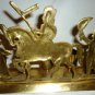 STUNNING VINTAGE SOLID BRASS MYANMAR SIAMESE WARRIOR HORSE 5 CUP CANDLE HOLDER