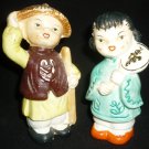 VINTAGE ANTIQUE ASIAN PORCELAIN MAN/WOMAN FIGURAL SALT & PEPPER SHAKERS JAPAN
