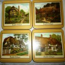 PIMPERNEL CORK LINED COASTERS SET OF 4  'ENGLISH COTTAGES' ENGLAND