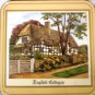 PIMPERNEL CORK LINED COASTERS SET OF 4  'ENGLISH COTTAGES' ENGLAND