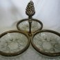 VINTAGE LEAD CRYSTAL SILVERPLATED EDGE CENTER HANDLE COMPARTMENT DISH ITALY