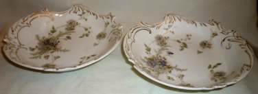ANTIQUE GERMANY ROSENTHAL SAVOY SCALLOPED EDGES PORCELAIN FLORAL DAISIES 2 BOWLS