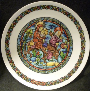 ASSIETTE HENRI D'ARCEAUL LIMOGES BIBLE PLATE NOEL VITRAIL 'LA FUITE EN EGYPTE'