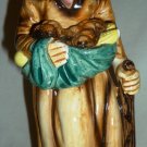 VINTAGE PORCELAIN GLAZED BISQUE FIGURINE WOLD LADY WITH VEGETABLES CORN