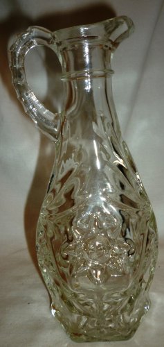 VINTAGE CLEAR DEPRESSION PRESSED GLASS CRUET SMALL VINEGAR/OIL PITCHER