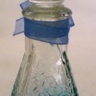 BEAUTIFUL BLUE TO CLEAR EMPTY GLASS PERFUME BOTTLE CRACKLING GLASS VANITY
