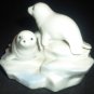 VINTAGE OTAGIRI JAPAN WHITE PORCELAIN SEALS SEA LIONS FIGURINE