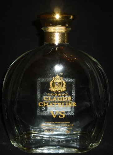 CLAUDE CHATELIER EMMPTY COGNAC BOTTLE DECANTER CLEAR GLASS COLLECTIBLE