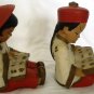 ANTIQUE HANDPAINTED STONE CARVING CHINESE READING GIRL & BOY FIGURINE BOOKENDS