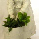 ANTIQUE WHITE PORCELAIN UNGLAZED BISQUE FIGURINE PLANTER GIRL W/BUCKET PAIL