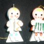 VINTAGE TRIM A TREE HANDPAINTED WOODEN CHRISTMAS 4 ORNAMENTS MUSICAL KIDS