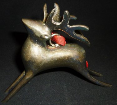 SILVERPLATED CHRISTMAS DEER ORNAMENT FIGURINE DECOR