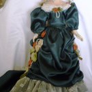 SEYMOUR MANN CONNOISSEUR COLLECTION PORCELAIN VICTORIAN DOLL GREEN DRESS