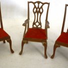 VINTAGE MARX WALNUT PLASTIC DINING CHAIRS SET OF 2 + ARMCHAIR DOLLHOUSE