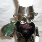 WHIMSICAL UNIQUE ARTIST CRAFTED WINE BOTTLE HOLDER WROUGHT METAL WAITER MUST SEE